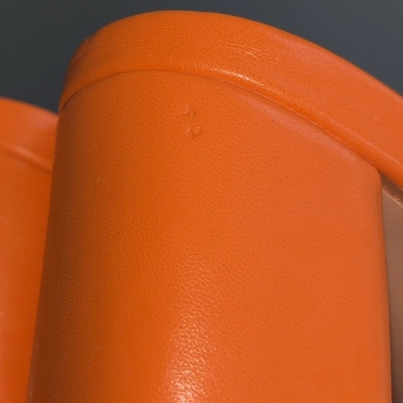 Orange strappy chunky heeled sandals slip-on - Picture 7 of 8